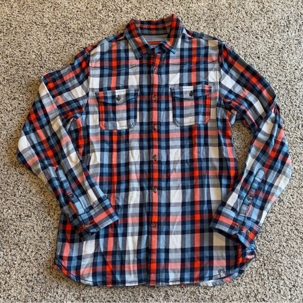 The North Face Blue & Orange Flannel Shirt Size Medium